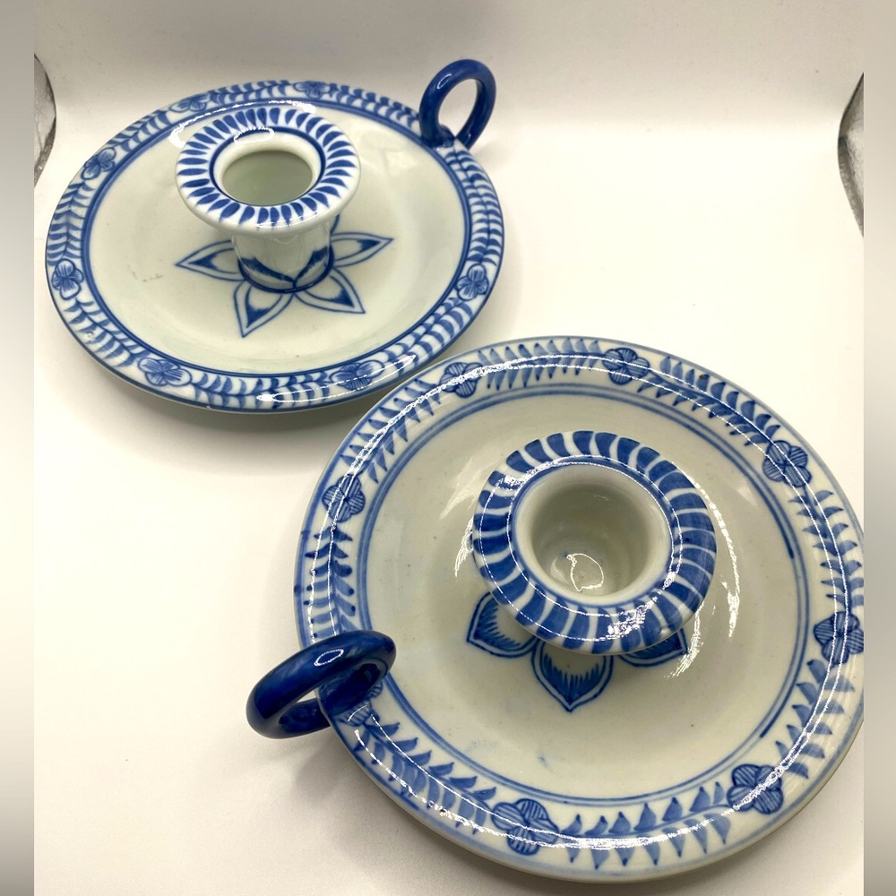 Blue and White Ceramic Candle Holders